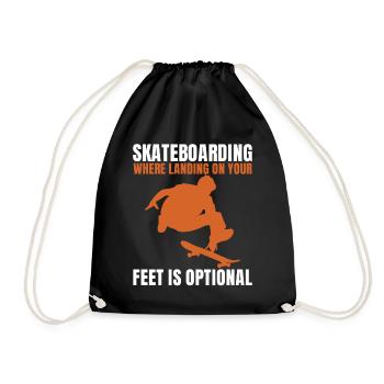 Skateboarding Where Landing Funny Skateboarding St - Turnbeutel - Schwarz - Vorne