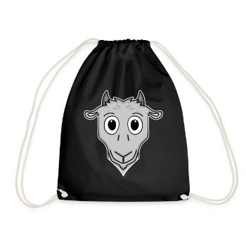Goat, Animal Head, Animal Head, Goat Head - Drawstring Bag - black - Front