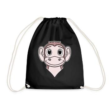 Animal Head, Animal Head, Monkey - Drawstring Bag - black - Front