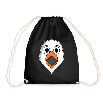Seagull Animal Head Animal Head Seagull Head - Drawstring Bag - black - Front