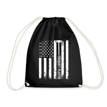 Croquet US Flag Croquet Player - Drawstring Bag - black - Front