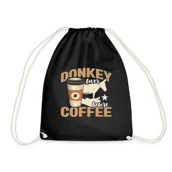 Donkey Lover Before Donkey Owner Coffee Lover - Drawstring Bag - black - Front