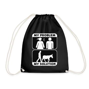 Donkey Lover My Problem My Solution Pictogram Dad - Drawstring Bag - black - Front