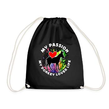 Donkey Lover My Passion My Donkey Farm Animal - Drawstring Bag - black - Front