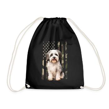 havanese dog, american flag - Turnbeutel - Schwarz - Vorne
