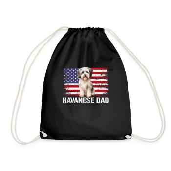 havanese dog, american flag - Turnbeutel - Schwarz - Vorne