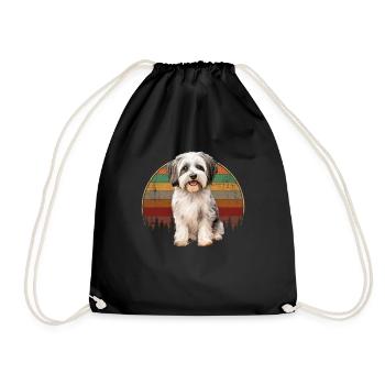 havanese dog, havenese vintage - Turnbeutel - Schwarz - Vorne