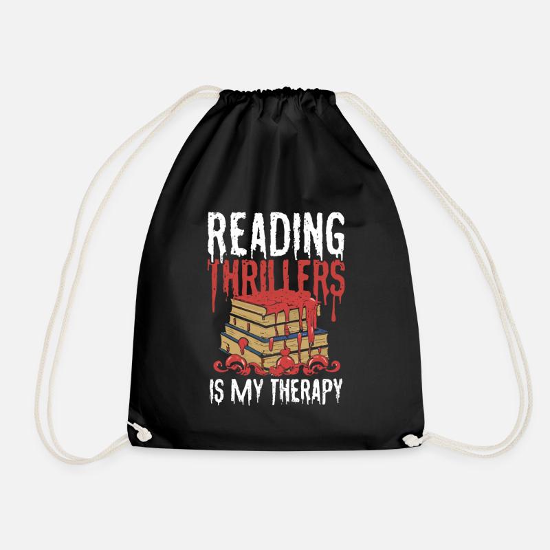 Reading Thrillers Is My Therapy - Turnbeutel - Schwarz