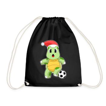 Turtle Christmas Soccer - Drawstring Bag - black - Front