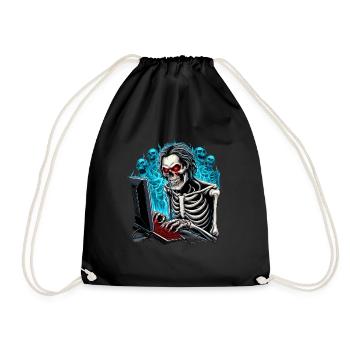 Skeleton, gamer in hell with ghosts/demons - Drawstring Bag - black - Front