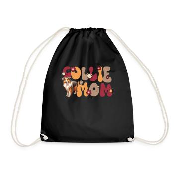 Longhair Collie Groovy Collie mom - Drawstring Bag - black - Front
