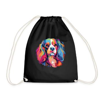 Aquarelle colorée Cavalier King Charles - Sac de sport léger - noir - Devant