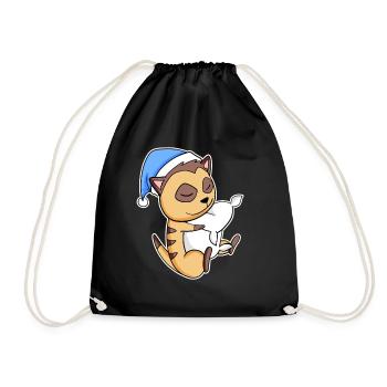Suricate avec oreiller et bonnet somnolent - Sac de sport léger - noir - Devant