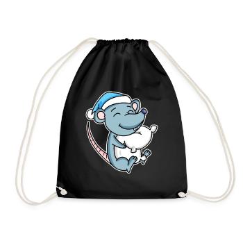 Souris avec oreiller et bonnet somnolent - Sac de sport léger - noir - Devant