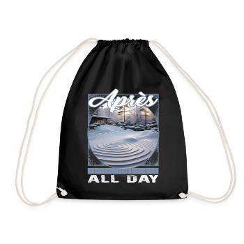 Apres All Day Zen Snow Garden Ski Track Ripples - Drawstring Bag - black - Front