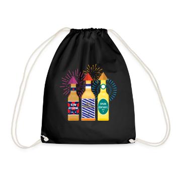 Krankenschwester Hemd, Burst Glow Spark Flasche Feuerwerk - Turnbeutel - Schwarz - Vorne