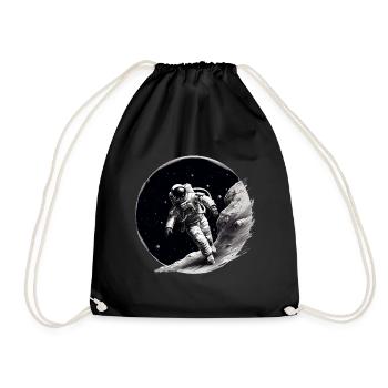 astronaut on the moon - Drawstring Bag - black - Front