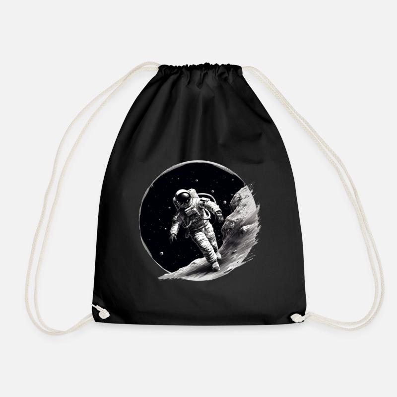 astronaut on the moon - Drawstring Bag - black