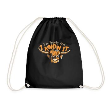 I'm Pretty And I Know It Highland Cow Highland - Drawstring Bag - black - Front