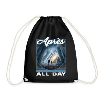 Apres All Day Ski Icy Crystal Cave Mountain - Drawstring Bag - black - Front
