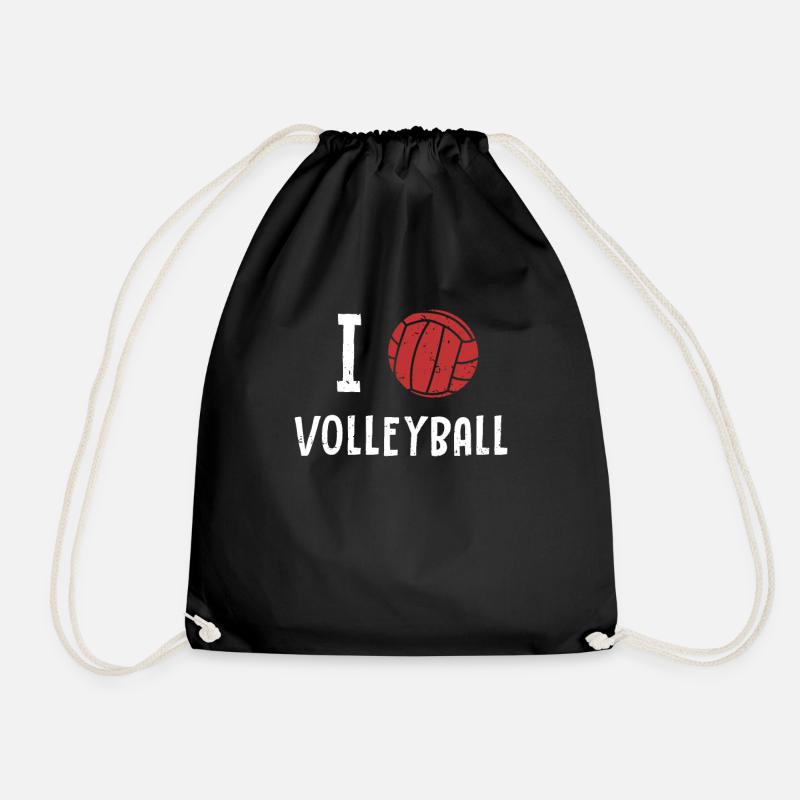 I love volleyball volleyball freak volleyball player - Drawstring Bag - black