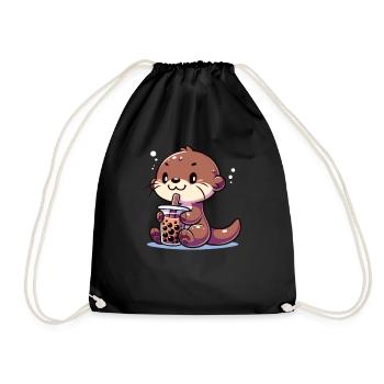 Kawaii Otter Bubble Tea Boba Otter - Turnbeutel - Schwarz - Vorne