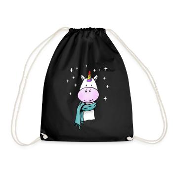 Licorne mignonne avec arc-en-ciel et écharpe d’hiver - Sac de sport léger - noir - Devant