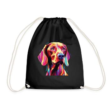 Watercolor Colorful Short-haired Hungarian - Drawstring Bag - black - Front