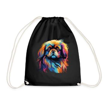 Aquarelle Colorée Pékinois - Sac de sport léger - noir - Devant