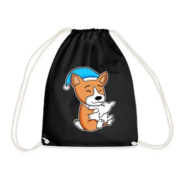 Welsh Corgi Pembroke Sleeping Fatigue Dog Dogs - Drawstring Bag - black - Front
