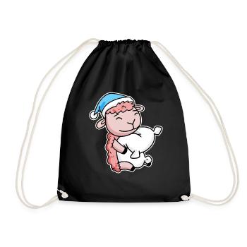 Mouton avec oreiller et bonnet somnolent - Sac de sport léger - noir - Devant