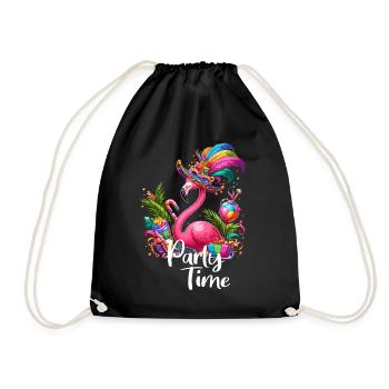 Flamingo Celebrates Party Weekend Carnival Holiday - Drawstring Bag - black - Front