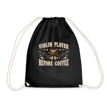 Violin Player Before Coffee Musician Coffee Lover - Turnbeutel - Schwarz - Vorne
