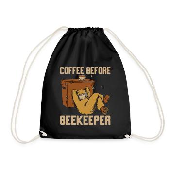 Beekeeper Coffee Before Beekeeping Coffee Lover - Drawstring Bag - black - Front