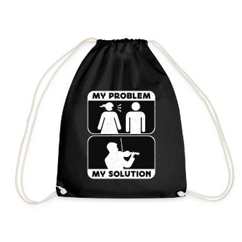 Violin Player My Problem My Solution Pictogram Dad - Turnbeutel - Schwarz - Vorne