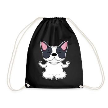 Yoga - Motif de chien bouledogue français - Sac de sport léger - noir - Devant