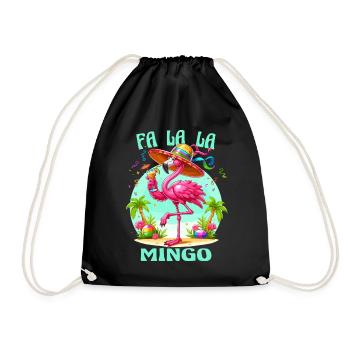 Flamingo Party Music Holiday Birthday Fun Funny - Drawstring Bag - black - Front