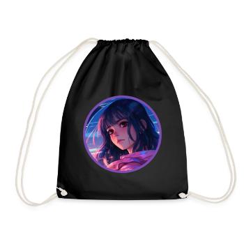 Reflektierendes Anime-Mädchen Vaporwave-CD-Licht Indie - Turnbeutel - Schwarz - Vorne