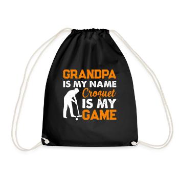 Grand-père c’est mon nom Le croquet c’est mon jeu - grand-père Cr - Sac de sport léger - noir - Devant
