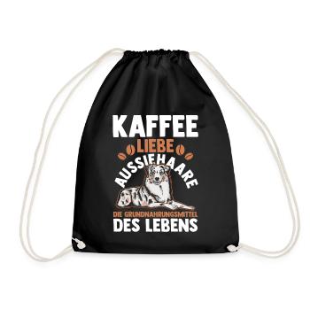 Kaffee Australian Shepherd Hund Aussie - Turnbeutel - Schwarz - Vorne