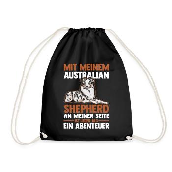 Australian Shepherd Hund Aussie - Turnbeutel - Schwarz - Vorne