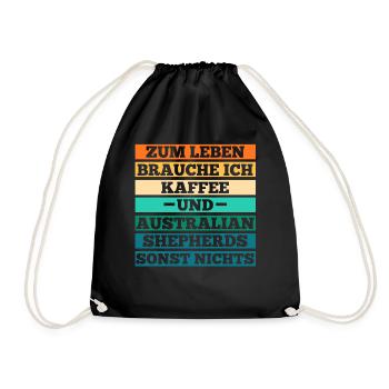 Kaffee Australian Shepherd Hund Aussie - Turnbeutel - Schwarz - Vorne