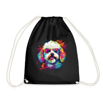 Wasserfarben Farbenfroher Bichon Frise - Turnbeutel - Schwarz - Vorne