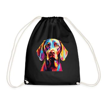 Watercolor Colorful Short-haired Hungarian - Drawstring Bag - black - Front