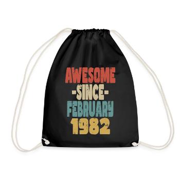 Awesome February 1982 - Drawstring Bag - black - Front