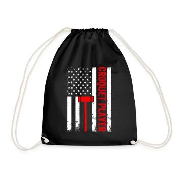 Croquet Player US Flag Croquet Player - Drawstring Bag - black - Front