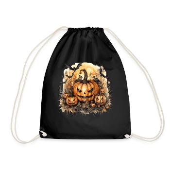 Spooky Halloween Pumpkin Watercolor Jack O Lantern - Turnbeutel - Schwarz - Vorne