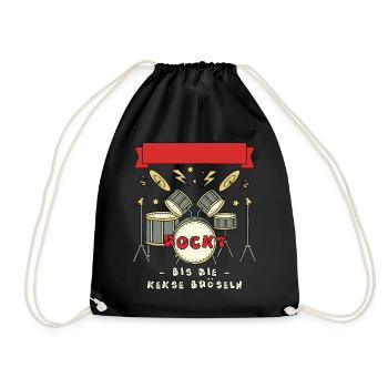 Drums Personalizable Name Gift Kids - Drawstring Bag - black - Front