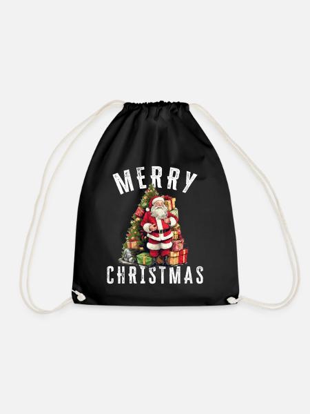 Weihnachtsmann - Weihnachten - Weihnachtsmotiv - Turnbeutel - Schwarz