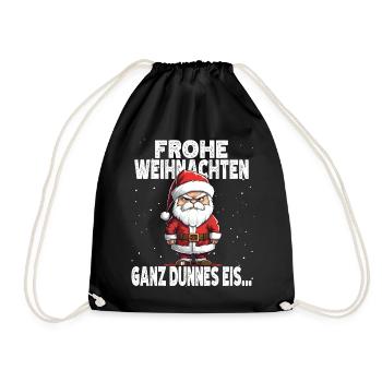 Guten Morgen? Ganz dünnes Eis! Weihnachtsmann - Turnbeutel - Schwarz - Vorne